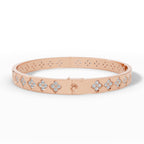 Quatrelle Quatrefoil Cluster Hinged Lab Grown Diamond Bangle Bracelet