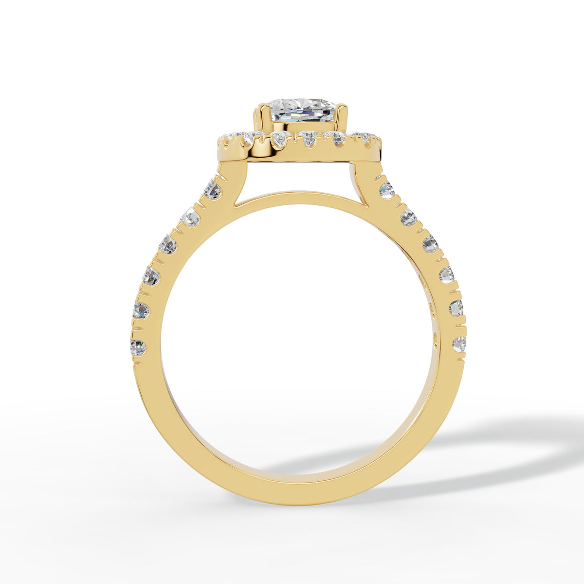 Halovelle Cushion Cut Halo Pavé Lab Grown Diamond Engagement Ring