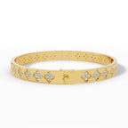 Quatrelle Quatrefoil Cluster Hinged Lab Grown Diamond Bangle Bracelet