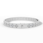 Quatrelle Quatrefoil Cluster Hinged Lab Grown Diamond Bangle Bracelet