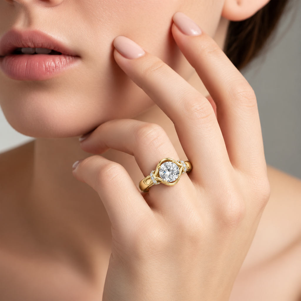 Aurelle Twisted Halo Lab Grown Diamond Solitaire Ring