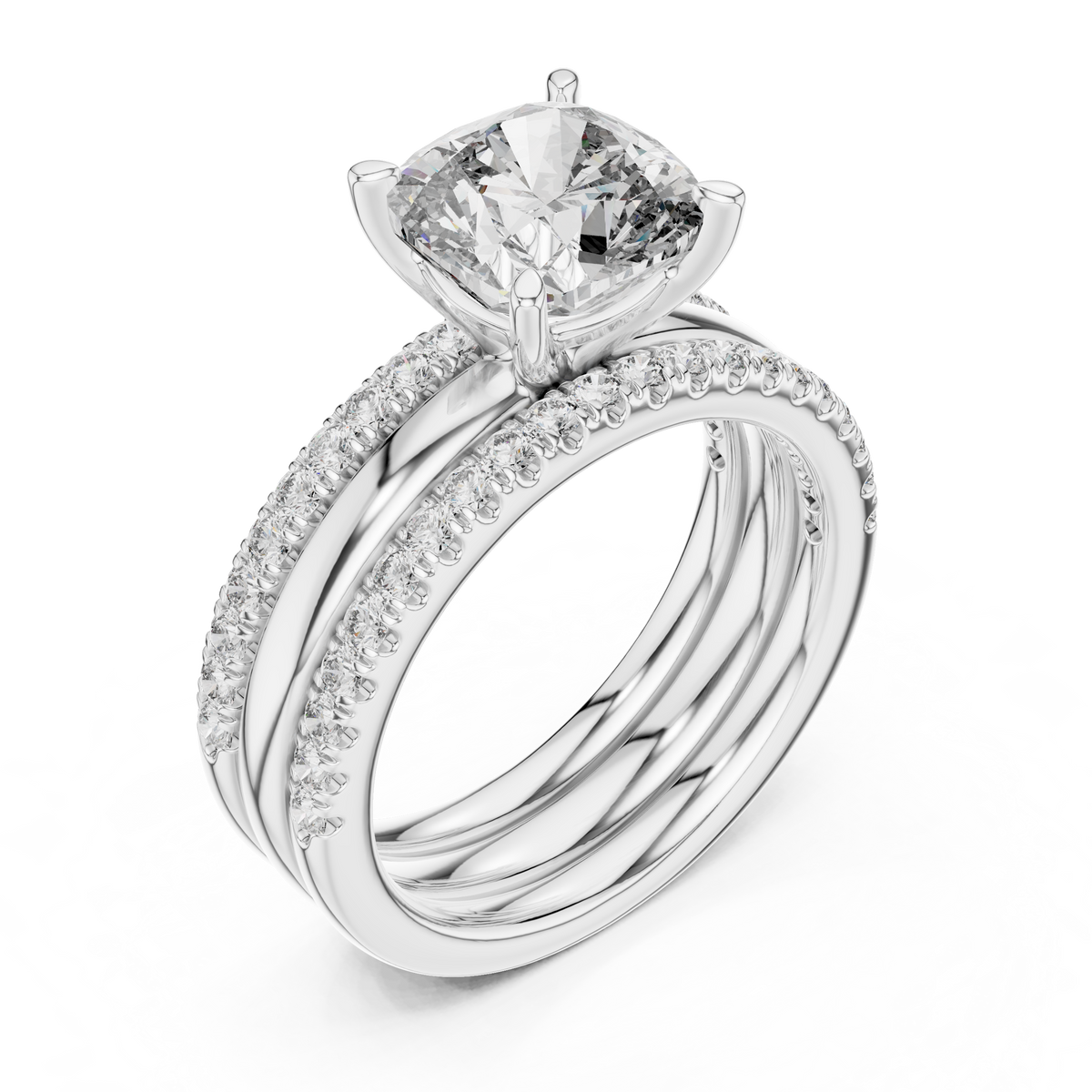 Bellavere Cushion-Cut Lab Grown Diamond Bridal Ring.