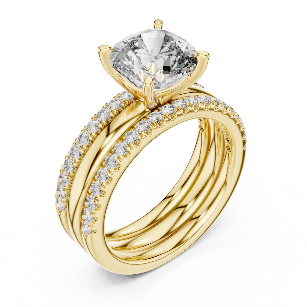 Bellavere Cushion-Cut Lab Grown Diamond Bridal Ring.