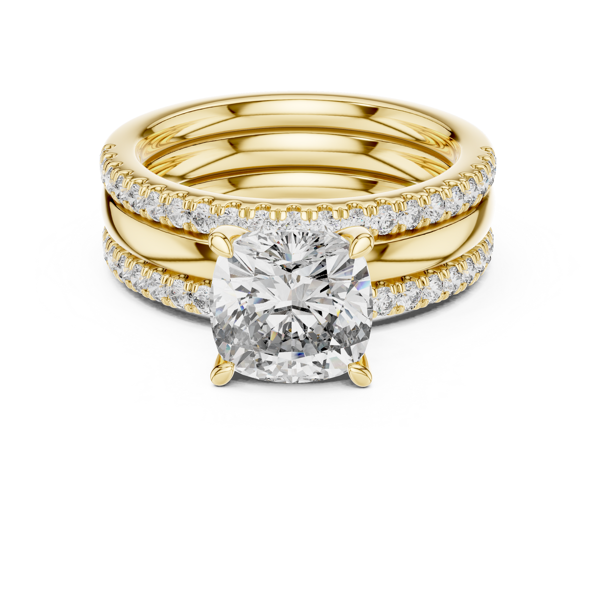 Bellavere Cushion-Cut Lab Grown Diamond Bridal Ring.