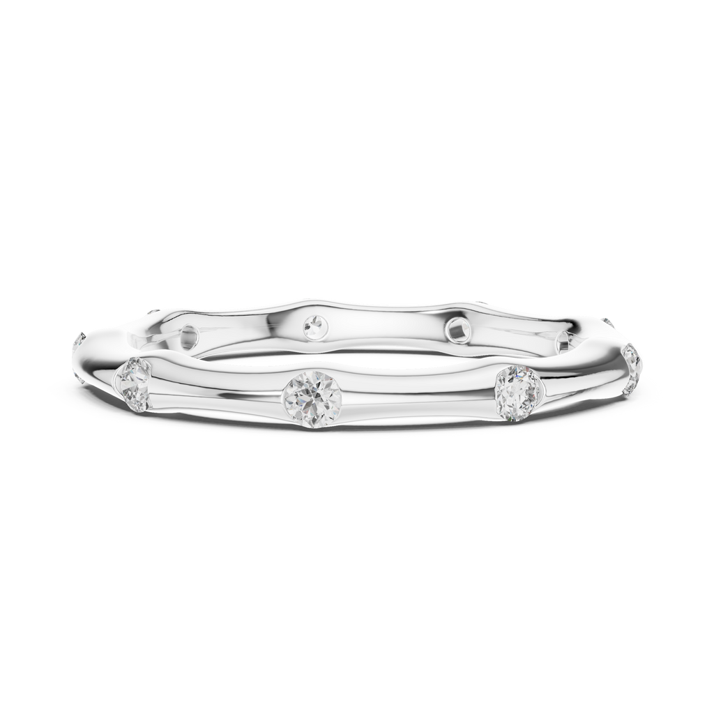 Ein handmodelliertes Wellenband mit bündig gefassten Diamantakzenten