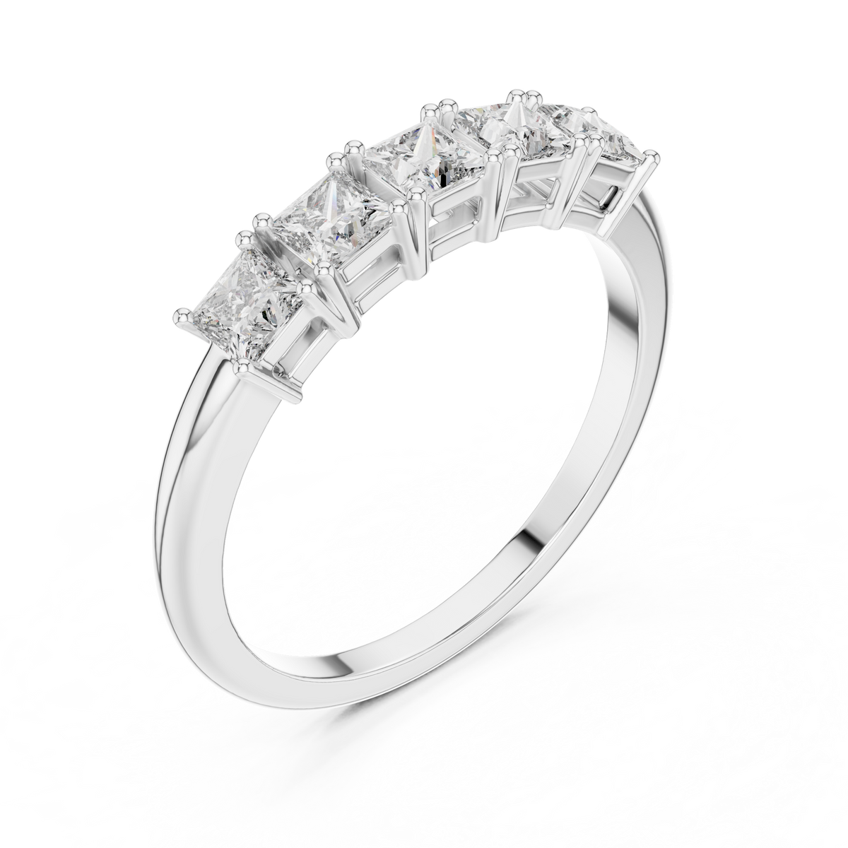 Aurevielle Five-Stone Princess Cut Lab Grown Diamond Band