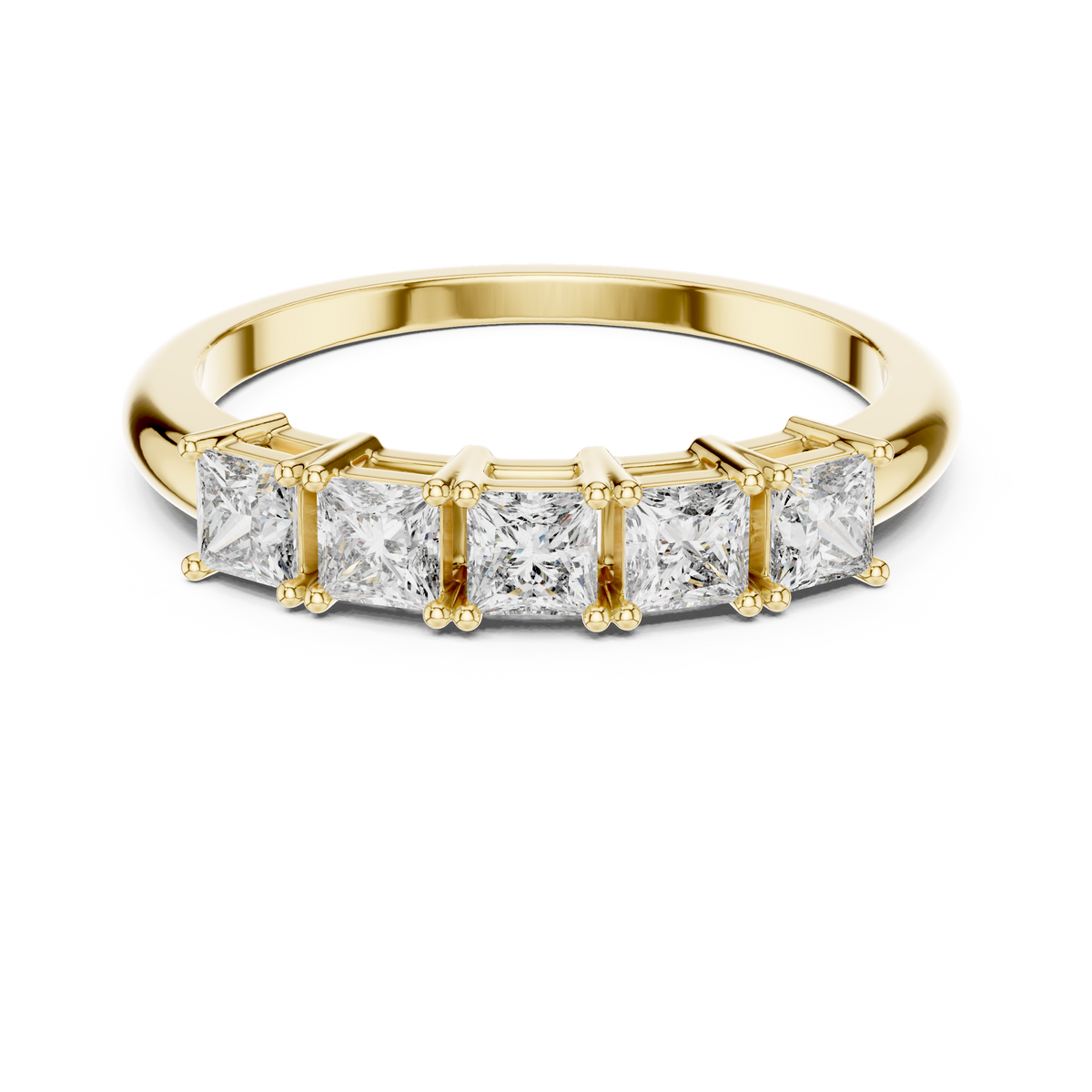 Aurevielle Five-Stone Princess Cut Lab Grown Diamond Band