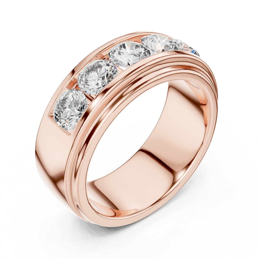 Valencia Five-Stone Round Lab Grown Diamond Gold Band