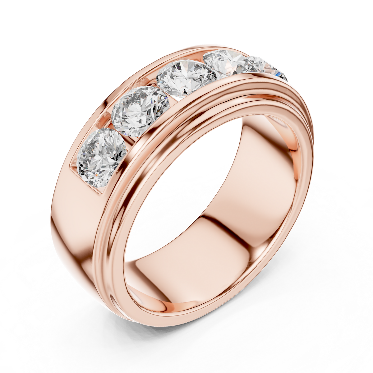 Valencia Five-Stone Round Lab Grown Diamond Gold Band