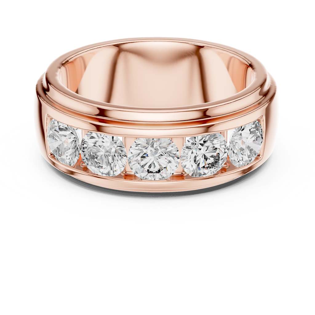 Valencia Five-Stone Round Lab Grown Diamond Gold Band