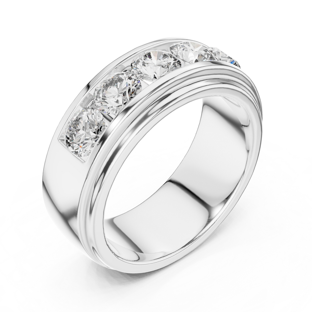 Valencia Five-Stone Round Lab Grown Diamond Gold Band