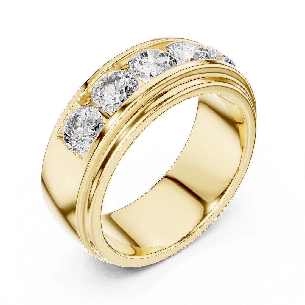 Valencia Five-Stone Round Lab Grown Diamond Gold Band