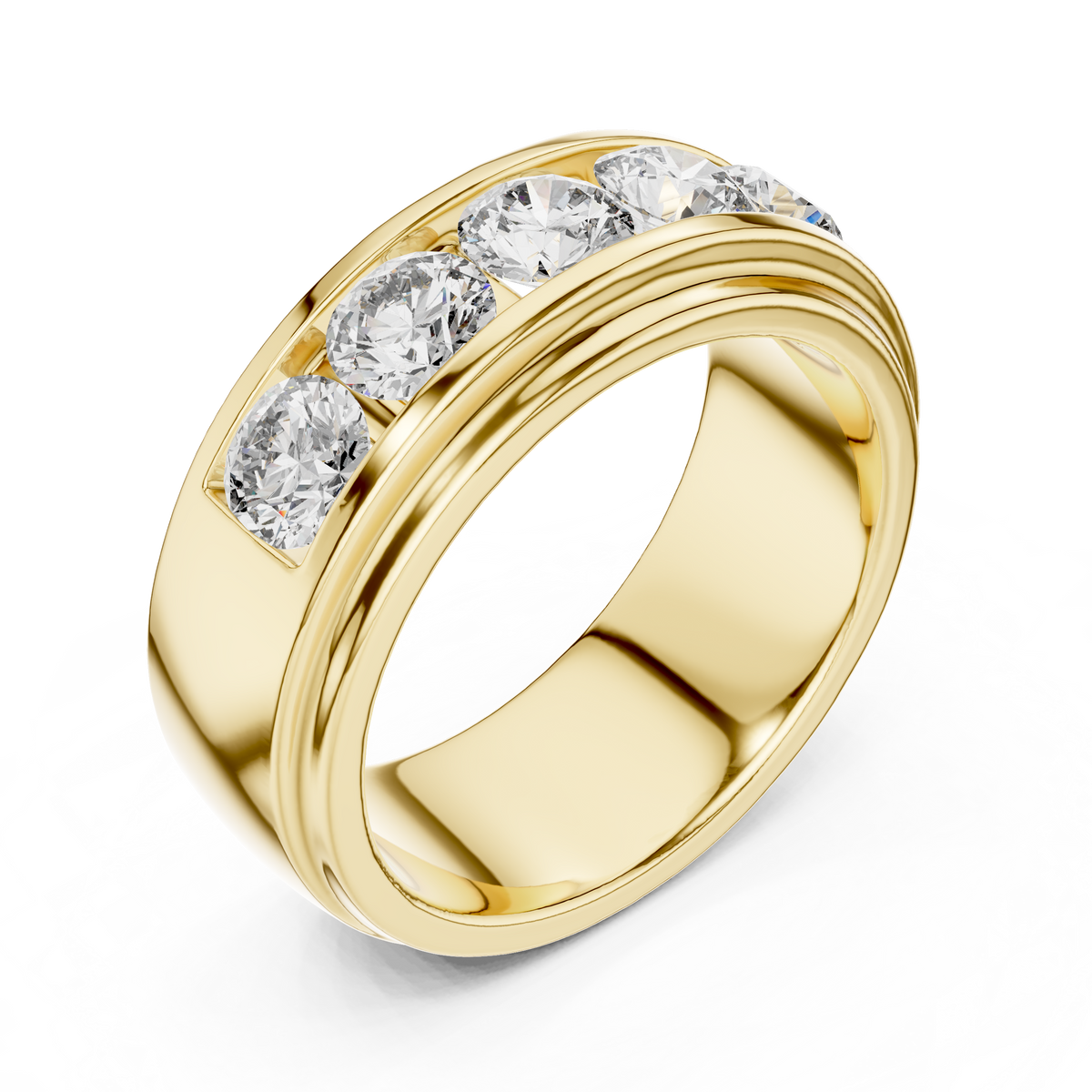 Valencia Five-Stone Round Lab Grown Diamond Gold Band