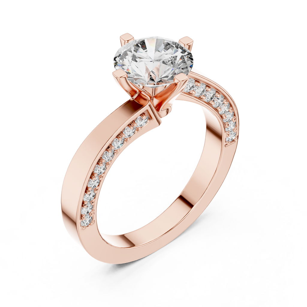 Brillanter runder Diamant auf einem modernen Diamantring mit Kanalfassung