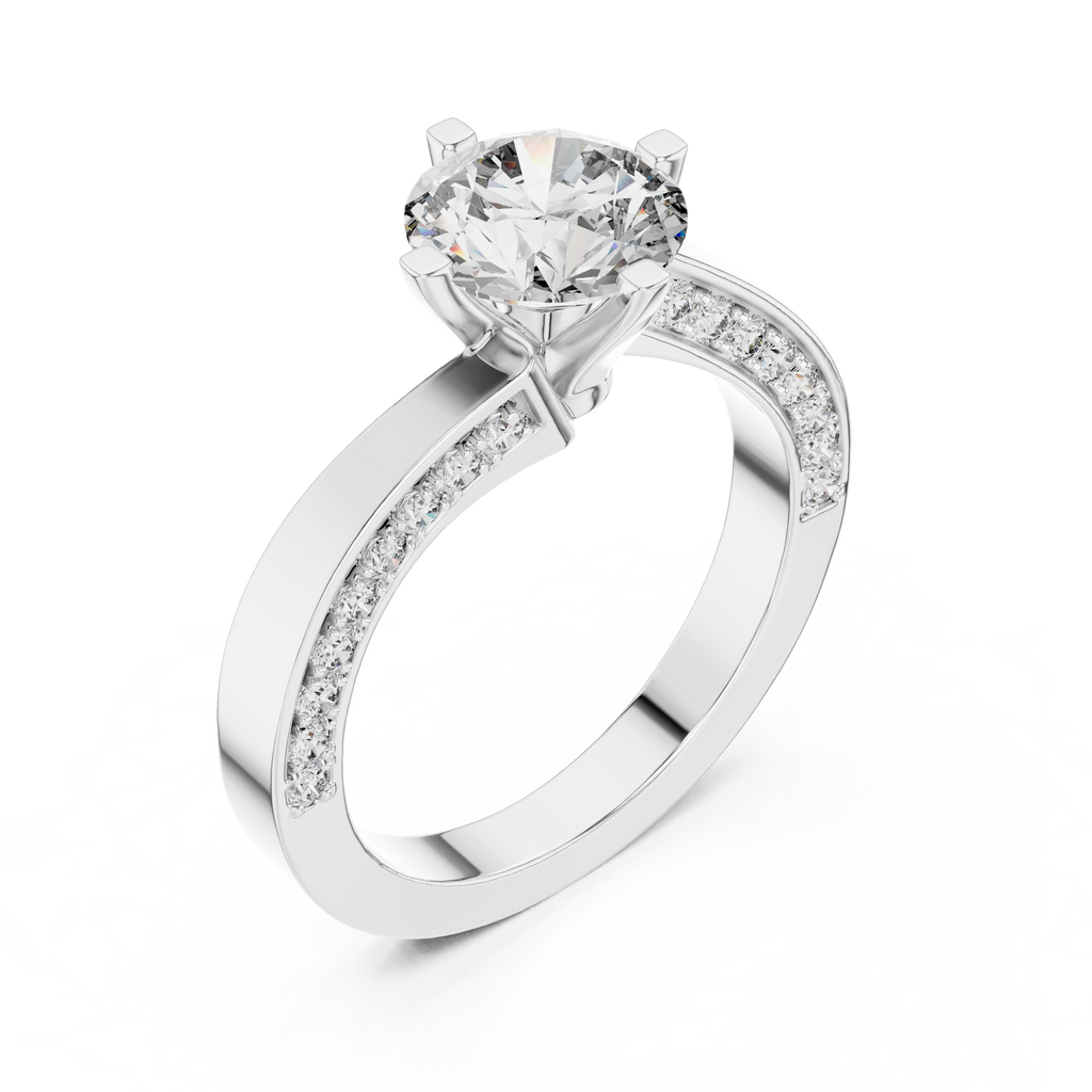 Brillanter runder Diamant auf einem modernen Diamantring mit Kanalfassung