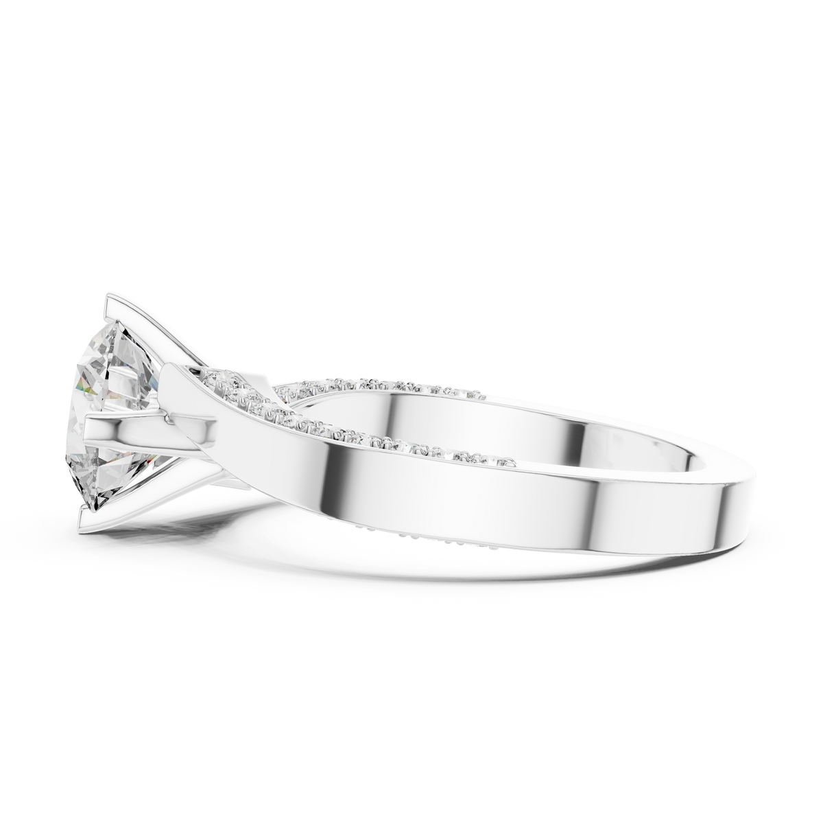 Brillanter runder Diamant auf einem modernen Diamantring mit Kanalfassung