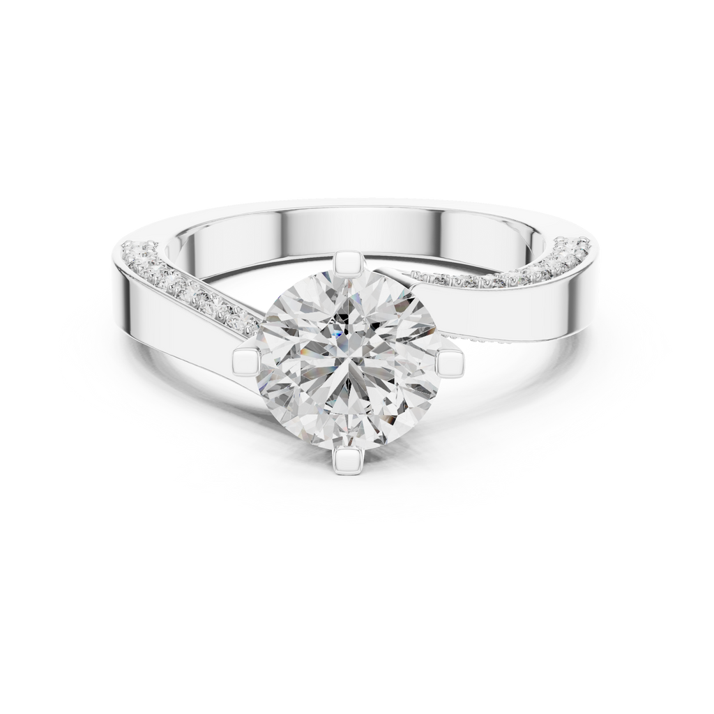 Brillanter runder Diamant auf einem modernen Diamantring mit Kanalfassung