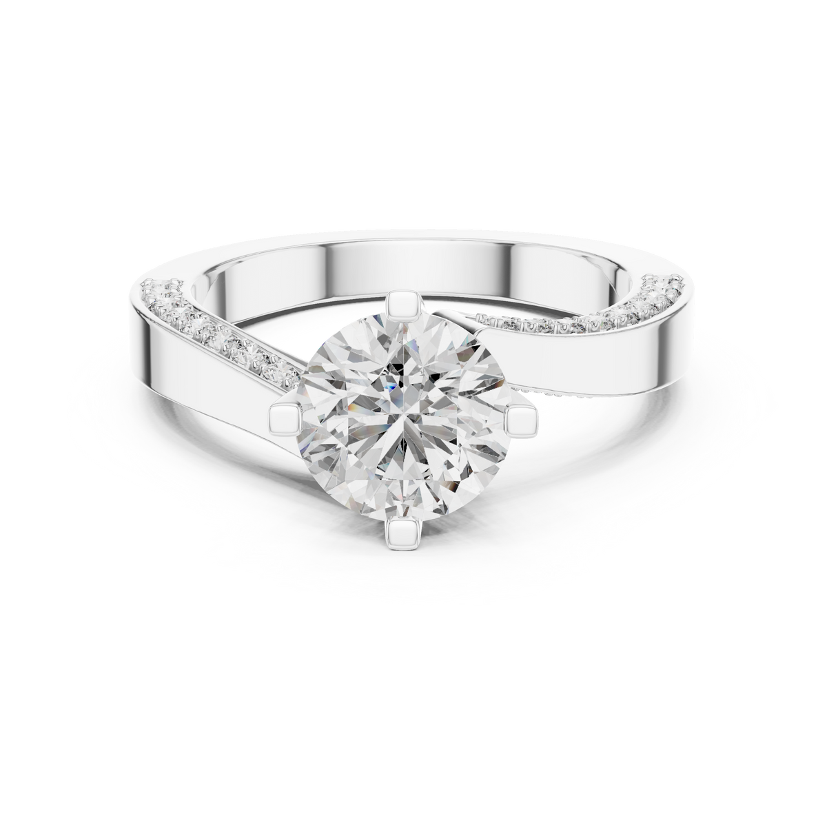 Brillanter runder Diamant auf einem modernen Diamantring mit Kanalfassung