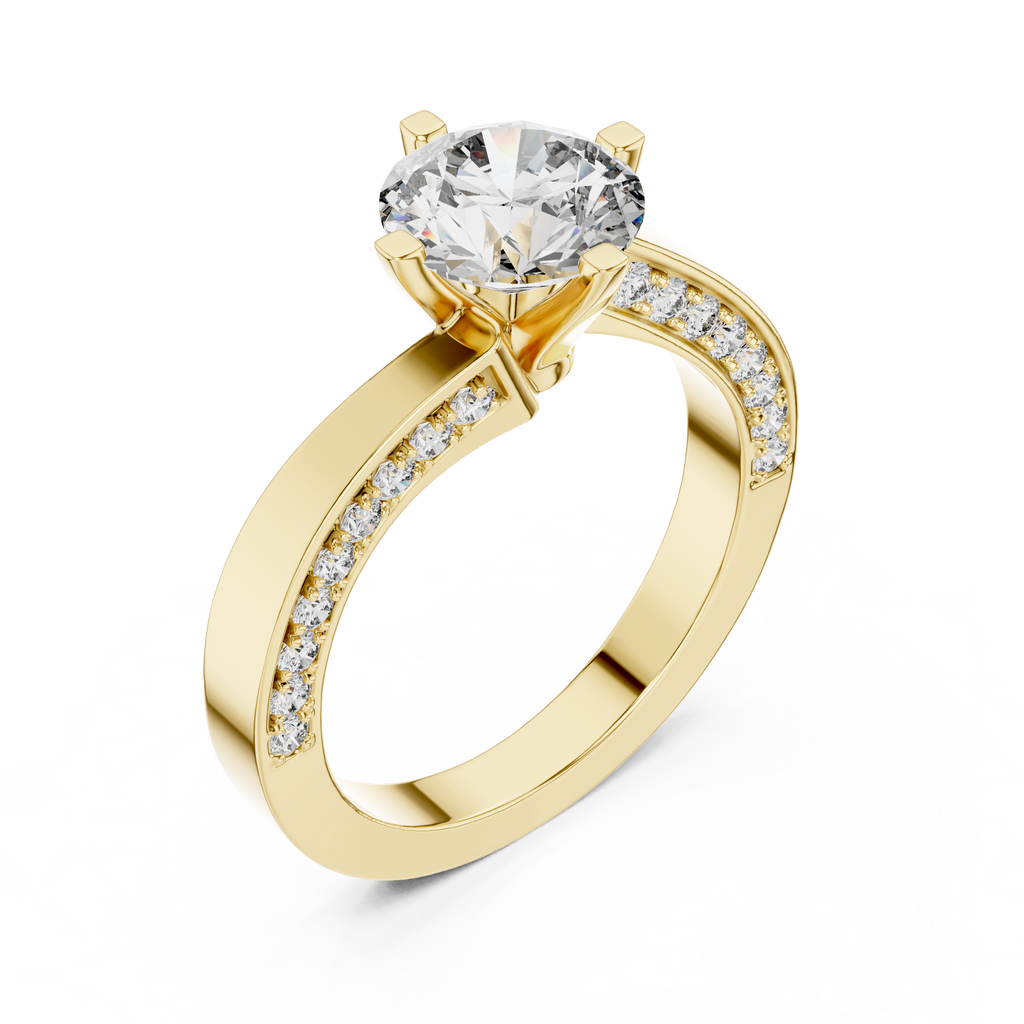 Brillanter runder Diamant auf einem modernen Diamantring mit Kanalfassung