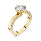 Brillanter runder Diamant auf einem modernen Diamantring mit Kanalfassung
