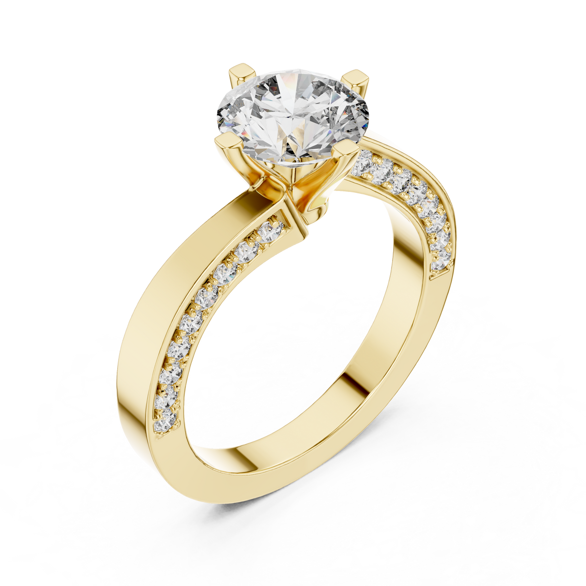 Brillanter runder Diamant auf einem modernen Diamantring mit Kanalfassung