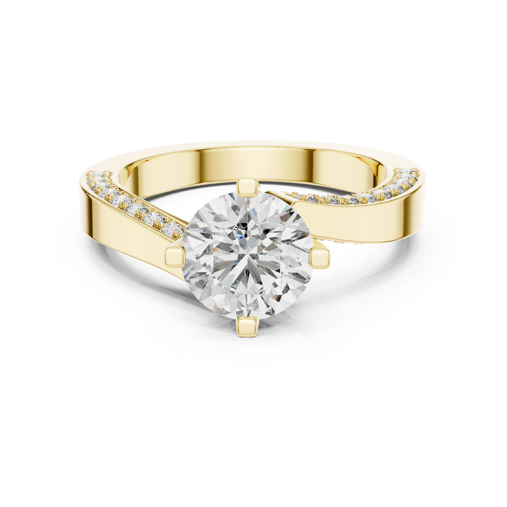 Brillanter runder Diamant auf einem modernen Diamantring mit Kanalfassung