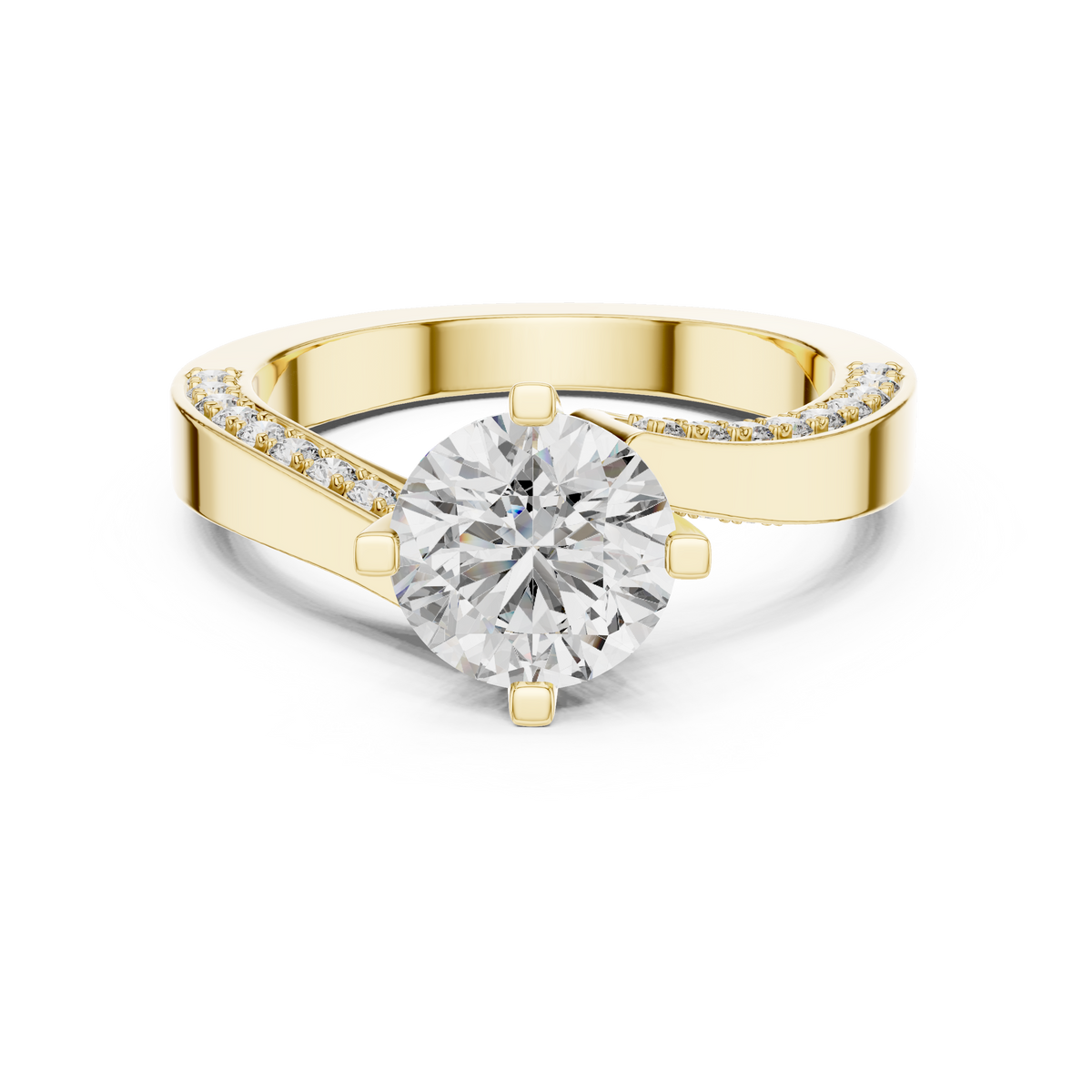 Brillanter runder Diamant auf einem modernen Diamantring mit Kanalfassung