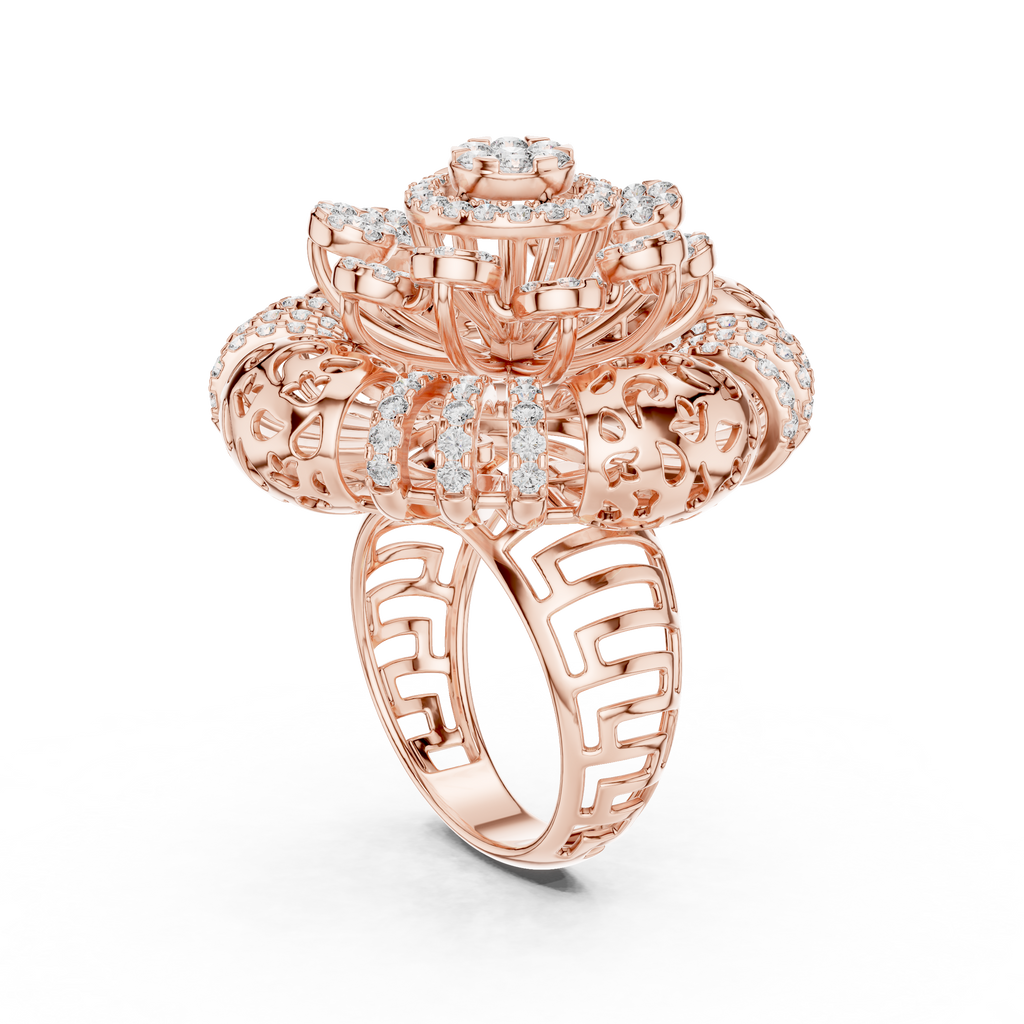 Floravelle Radiant Floral Lab Grown Diamond Statement Ring.