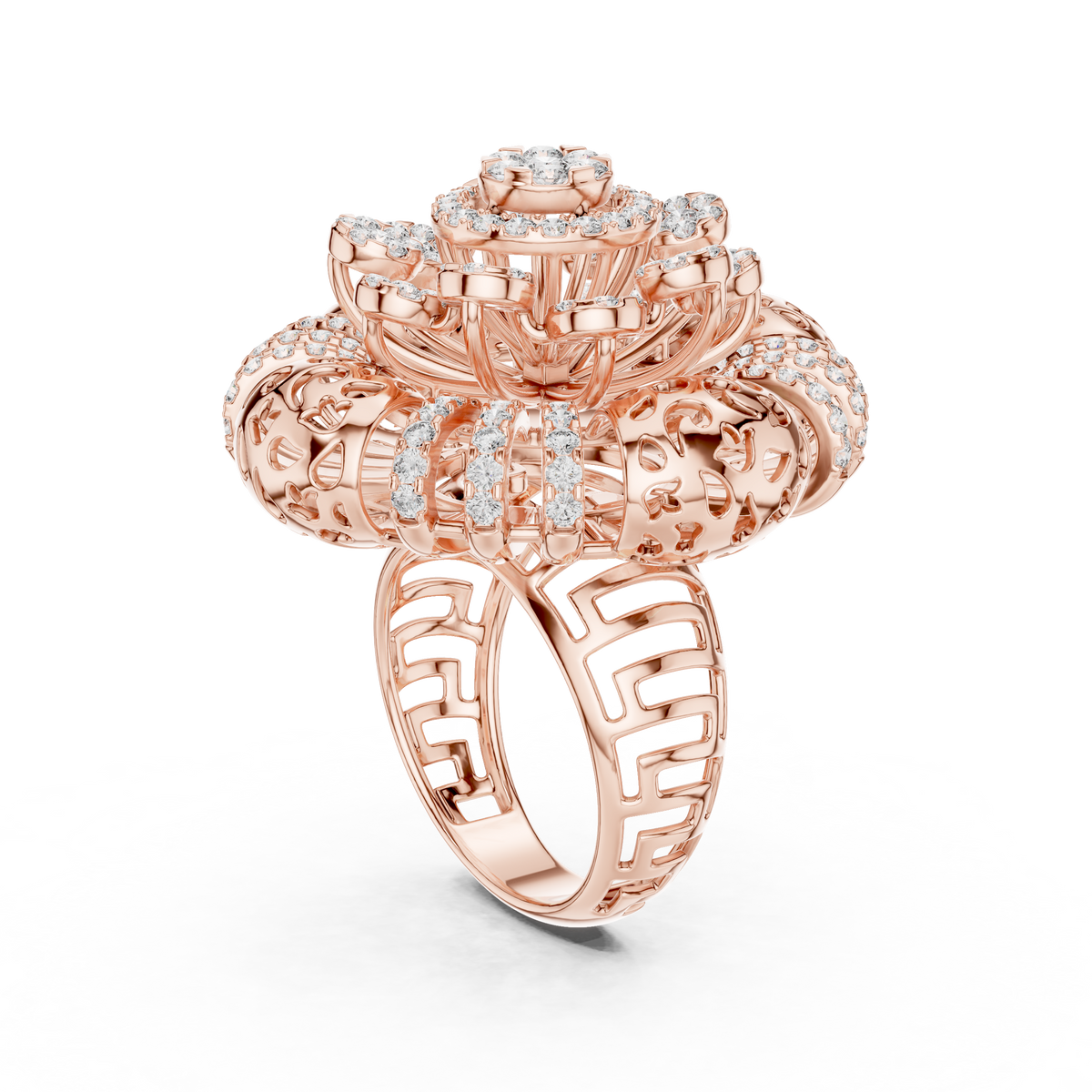 Floravelle Radiant Floral Lab Grown Diamond Statement Ring.