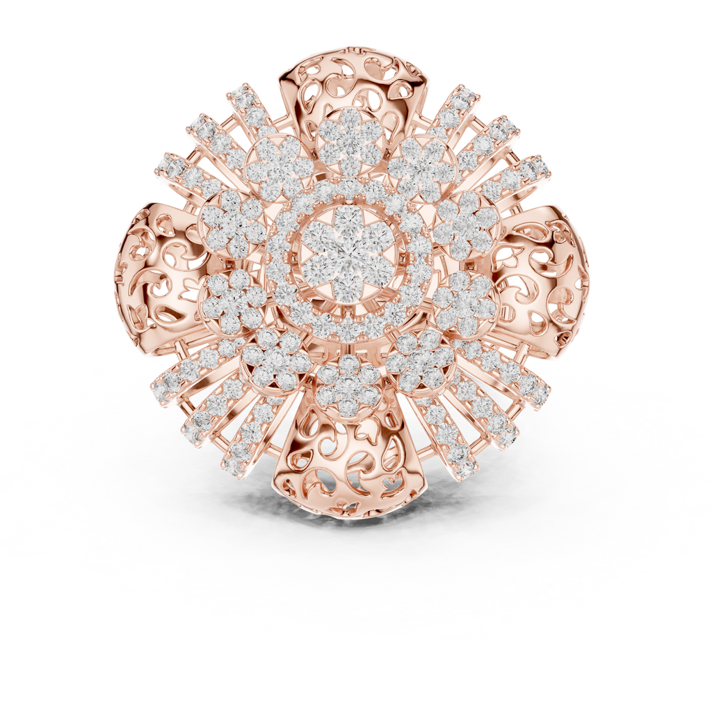 Floravelle Radiant Floral Lab Grown Diamond Statement Ring.