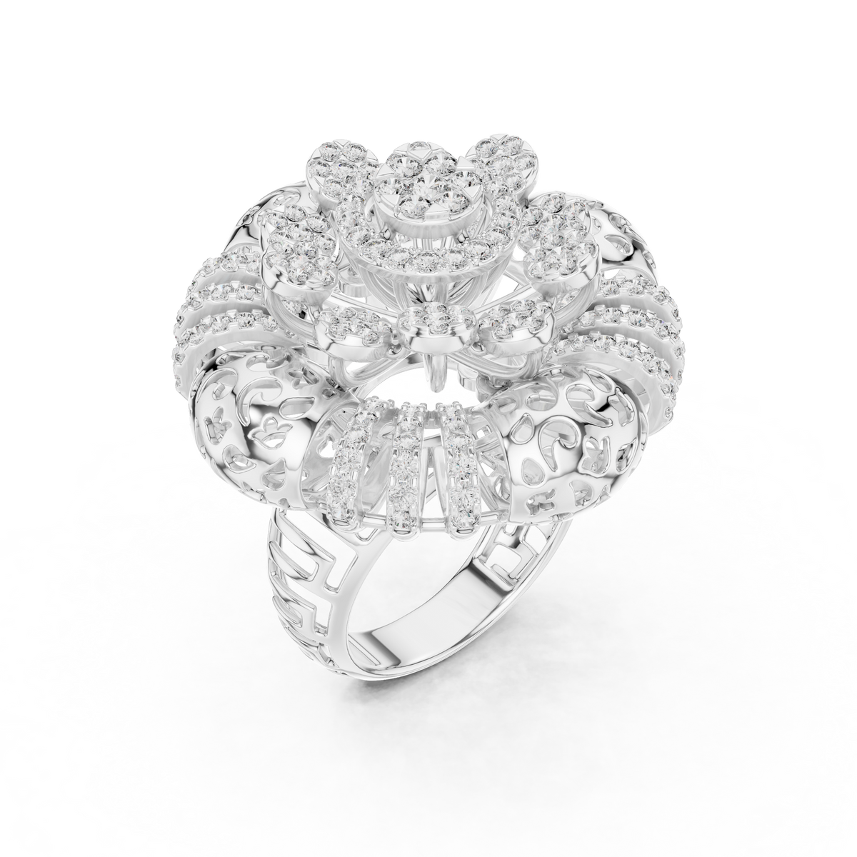 Floravelle Radiant Floral Lab Grown Diamond Statement Ring.