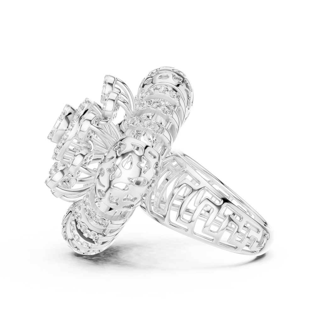 Floravelle Radiant Floral Lab Grown Diamond Statement Ring.