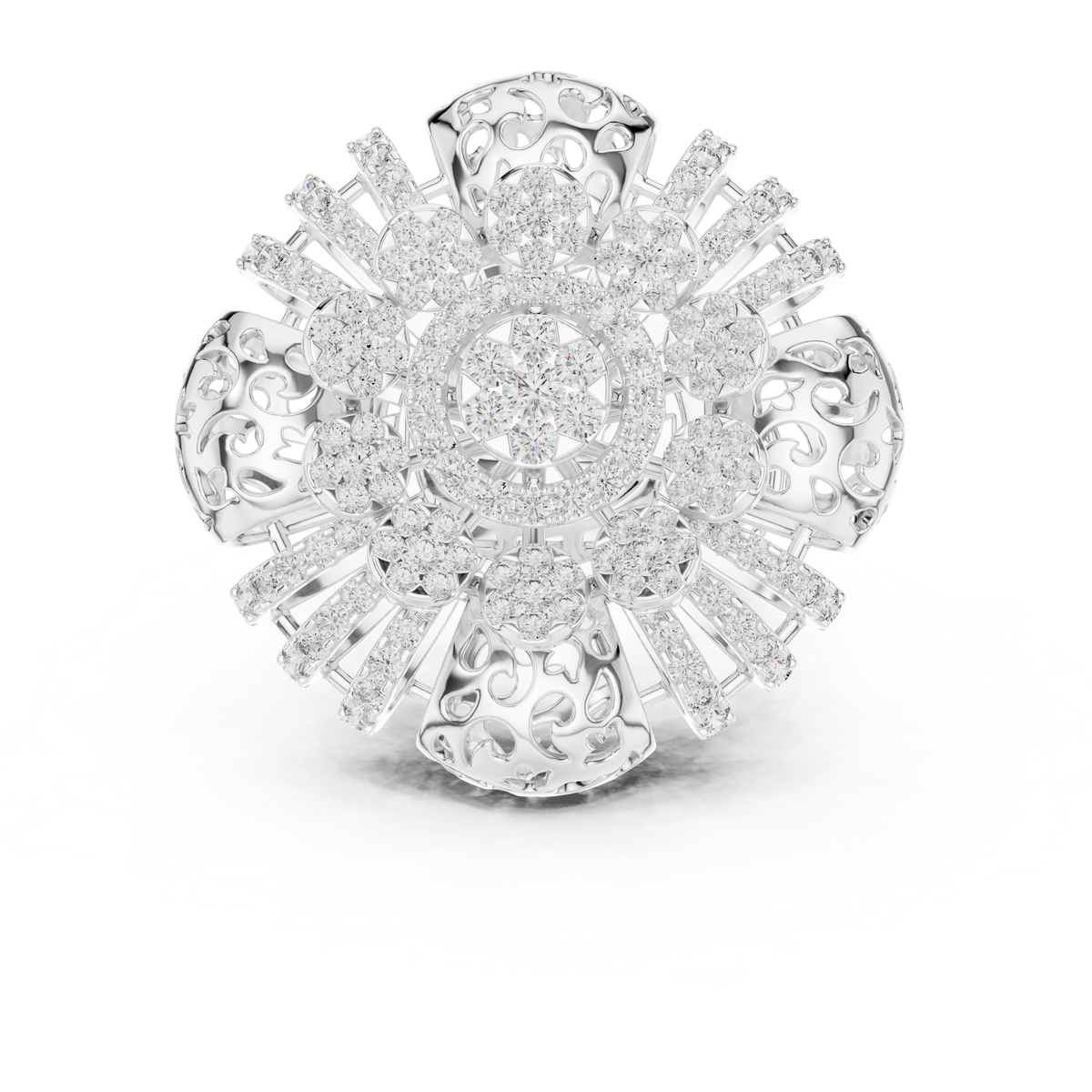 Floravelle Radiant Floral Lab Grown Diamond Statement Ring.
