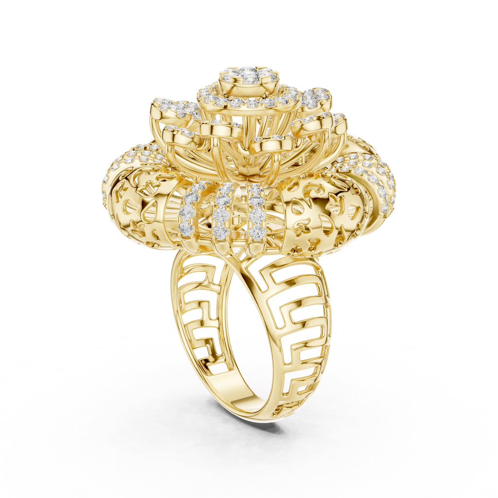 Floravelle Radiant Floral Lab Grown Diamond Statement Ring.