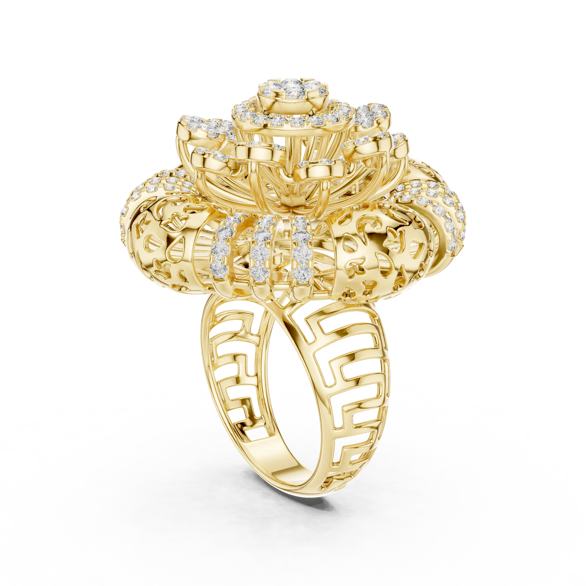 Floravelle Radiant Floral Lab Grown Diamond Statement Ring.