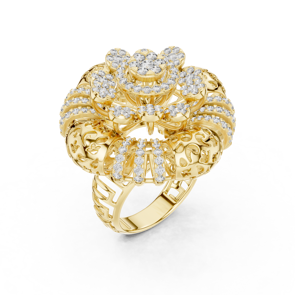 Floravelle Radiant Floral Lab Grown Diamond Statement Ring.