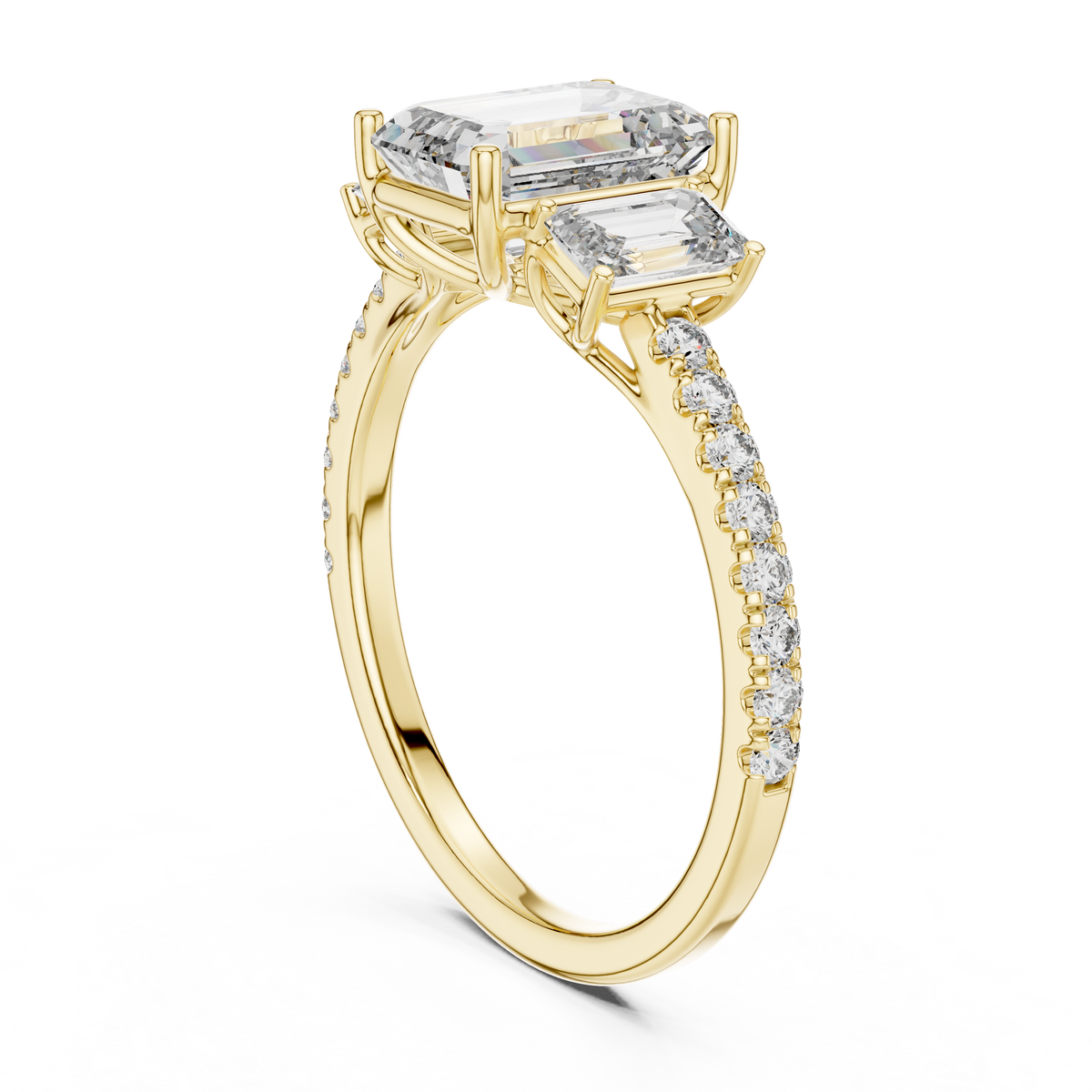 Virellia Emerald Trilogy Lab Grown Diamond Engagement Ring.