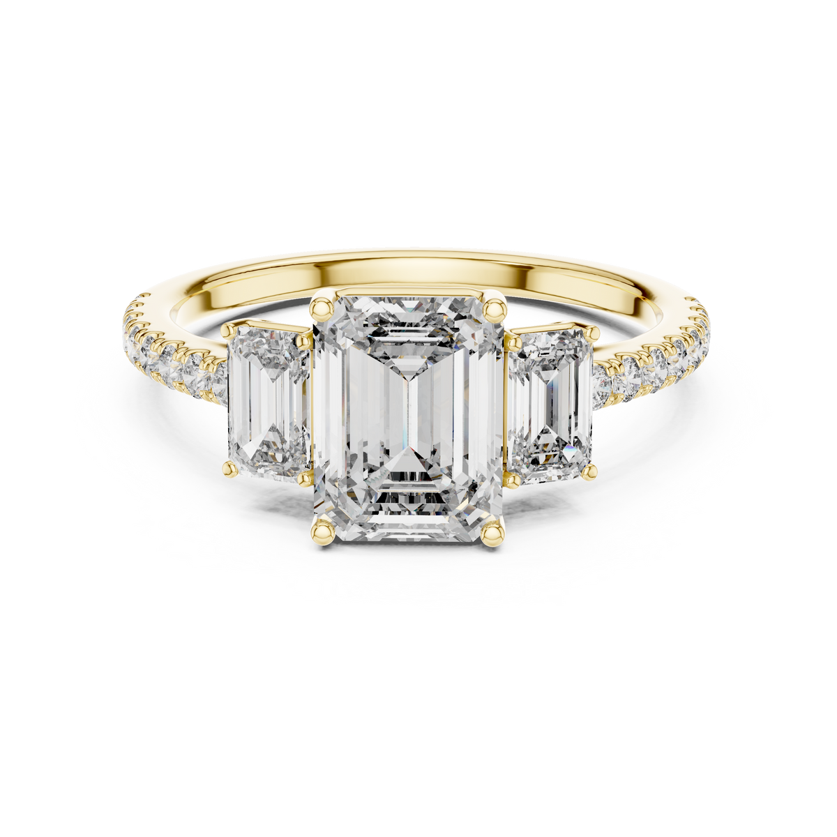 Virellia Emerald Trilogy Lab Grown Diamond Engagement Ring.