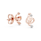 Vinelle Curling Ribbon Loop Two Diamond Accent Lab Grown Diamond Earrings