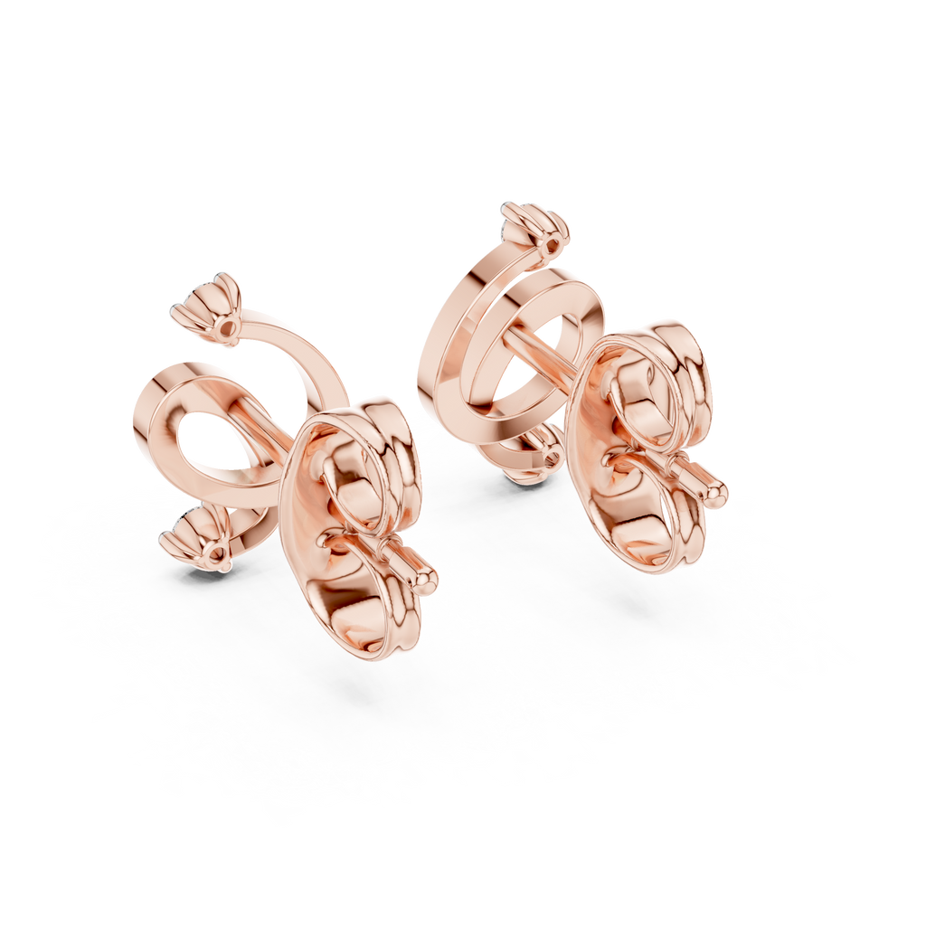 Vinelle Curling Ribbon Loop Two Diamond Accent Lab Grown Diamond Earrings