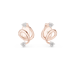 Vinelle Curling Ribbon Loop Two Diamond Accent Lab Grown Diamond Earrings