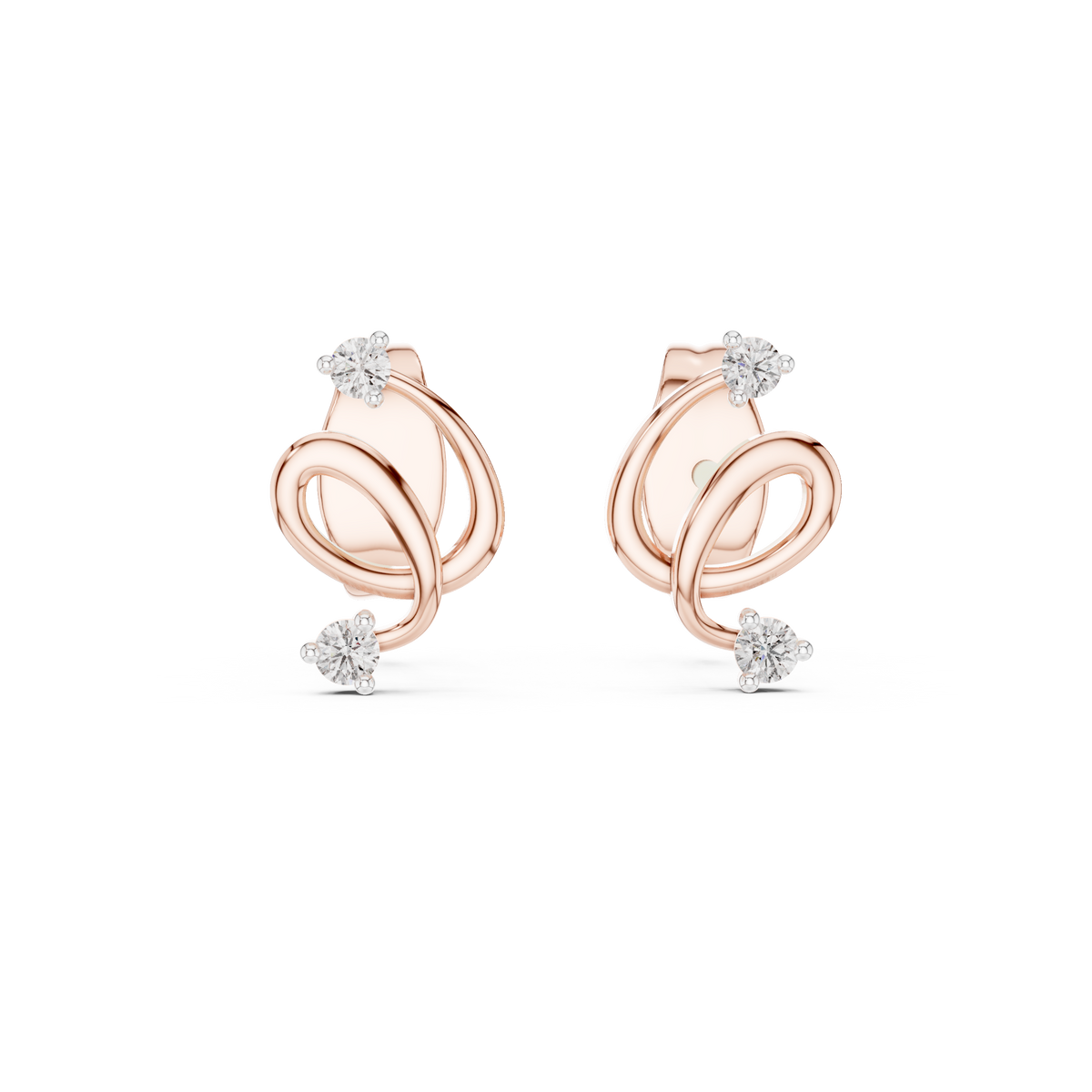 Vinelle Curling Ribbon Loop Two Diamond Accent Lab Grown Diamond Earrings