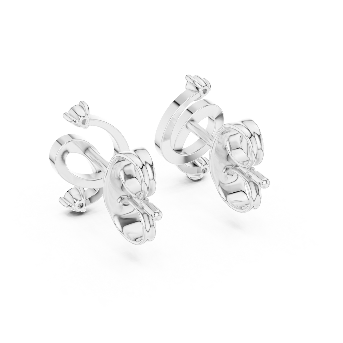 Vinelle Curling Ribbon Loop Two Diamond Accent Lab Grown Diamond Earrings