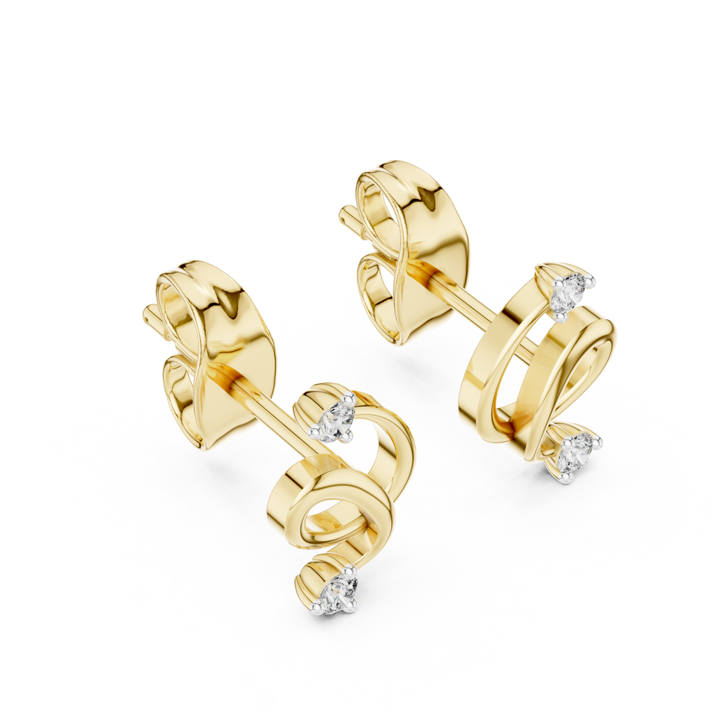 Vinelle Curling Ribbon Loop Two Diamond Accent Lab Grown Diamond Earrings
