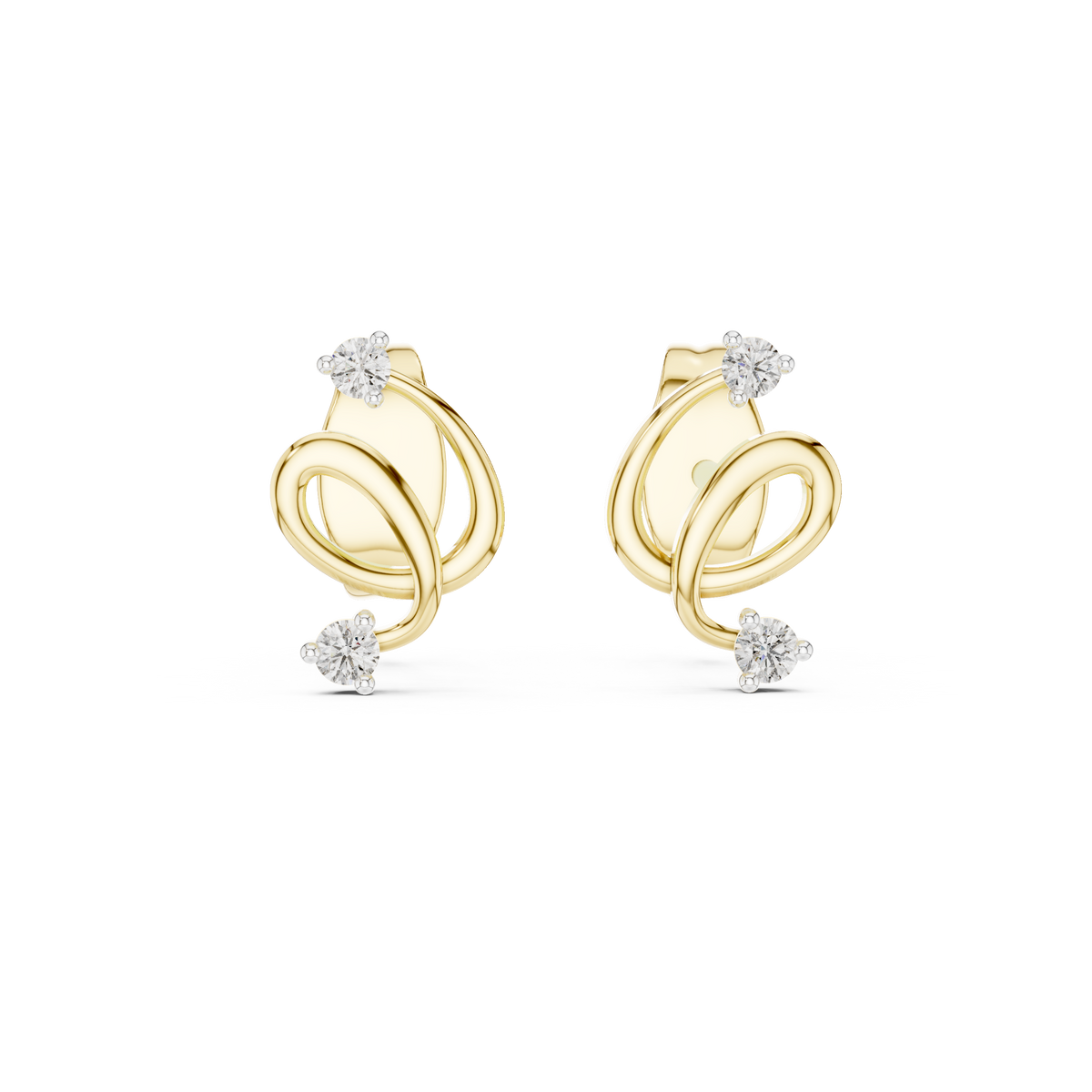 Vinelle Curling Ribbon Loop Two Diamond Accent Lab Grown Diamond Earrings