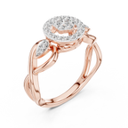 Petalune Flower Cluster Halo Lab Grown Diamond Ring with Leaf Accents