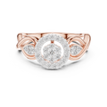 Petalune Flower Cluster Halo Lab Grown Diamond Ring with Leaf Accents