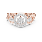 Petalune Flower Cluster Halo Lab Grown Diamond Ring with Leaf Accents