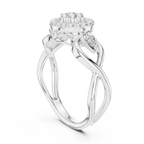 Petalune Flower Cluster Halo Lab Grown Diamond Ring with Leaf Accents