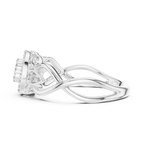 Petalune Flower Cluster Halo Lab Grown Diamond Ring with Leaf Accents